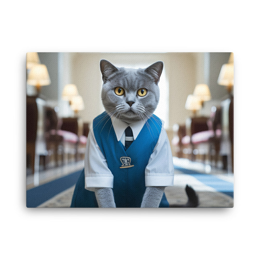 British Shorthair Janitor Canvas - PosterfyAI.com