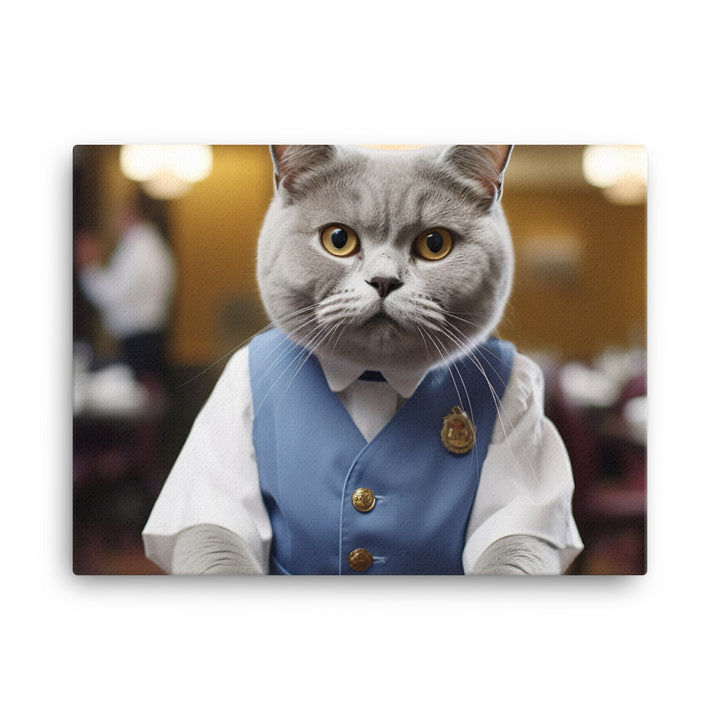 British Shorthair Hotel Staff Canvas - PosterfyAI.com