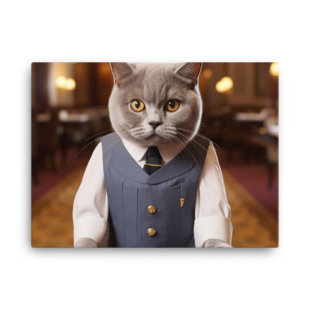 British Shorthair Hotel Staff Canvas - PosterfyAI.com