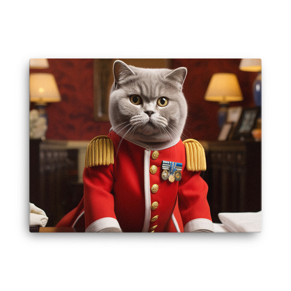 British Shorthair Hotel Staff Canvas - PosterfyAI.com