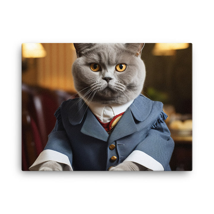 British Shorthair Hotel Staff Canvas - PosterfyAI.com