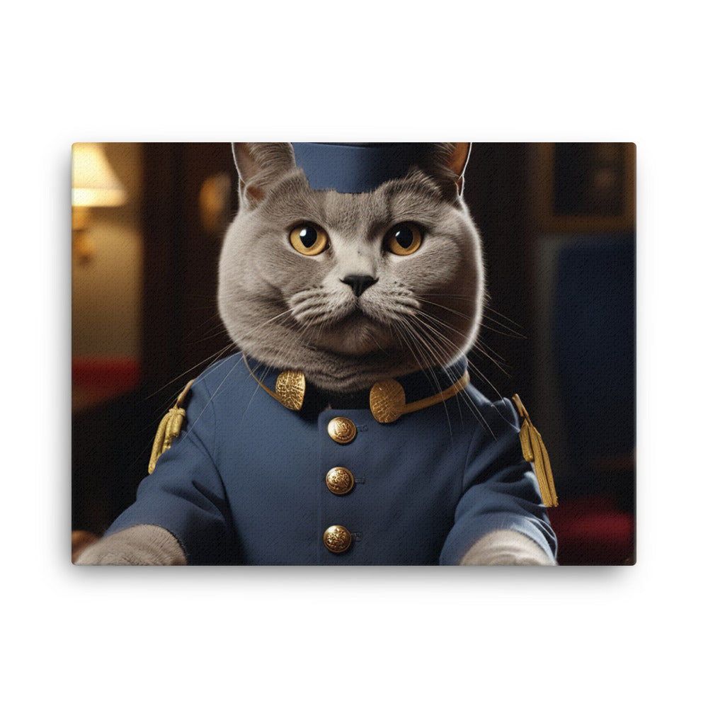 British Shorthair Hotel Staff Canvas - PosterfyAI.com