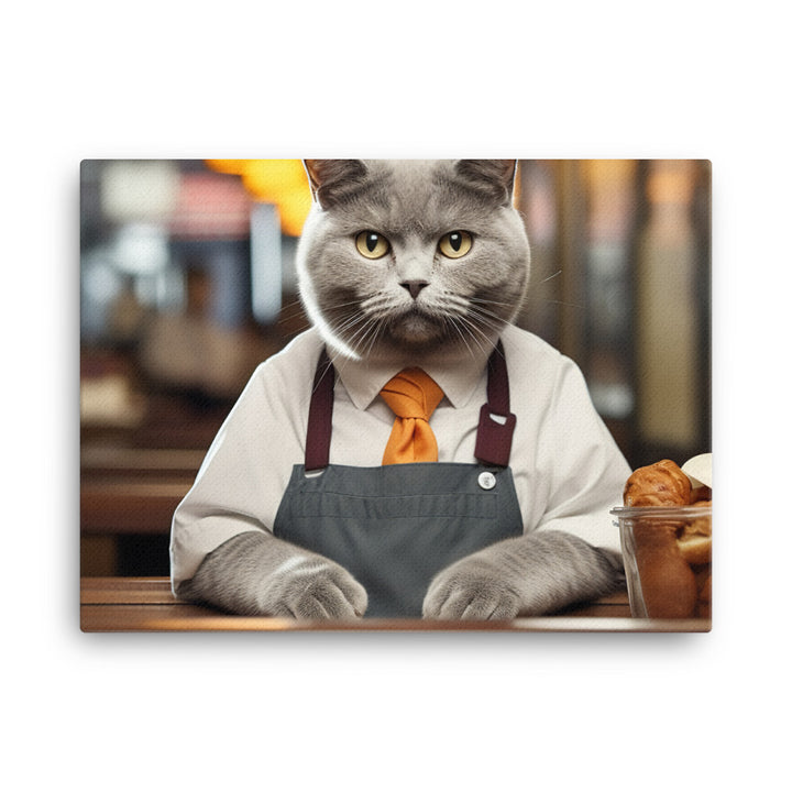 British Shorthair Fast Food Crew Canvas - PosterfyAI.com