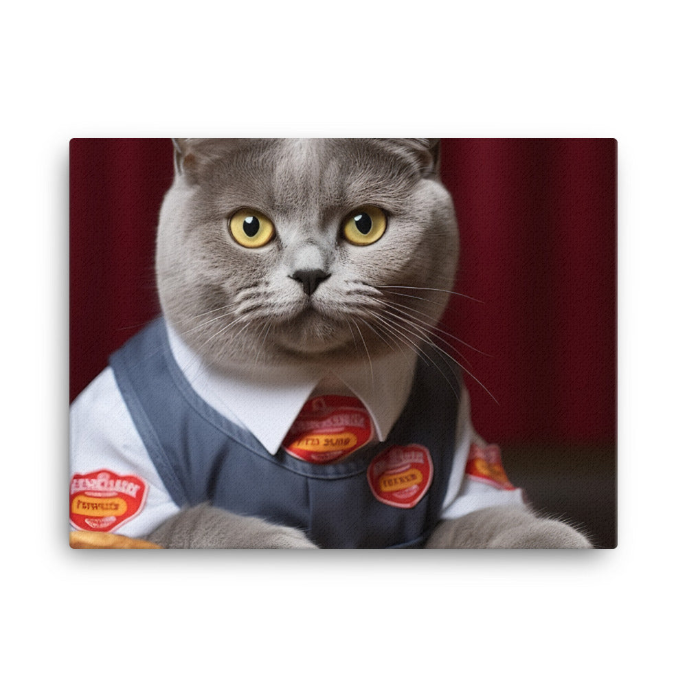 British Shorthair Fast Food Crew Canvas - PosterfyAI.com