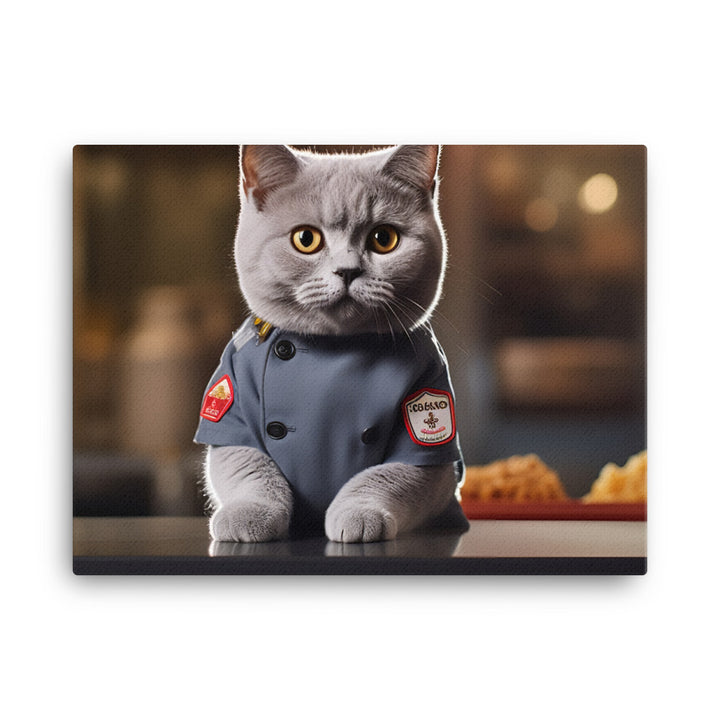 British Shorthair Fast Food Crew Canvas - PosterfyAI.com