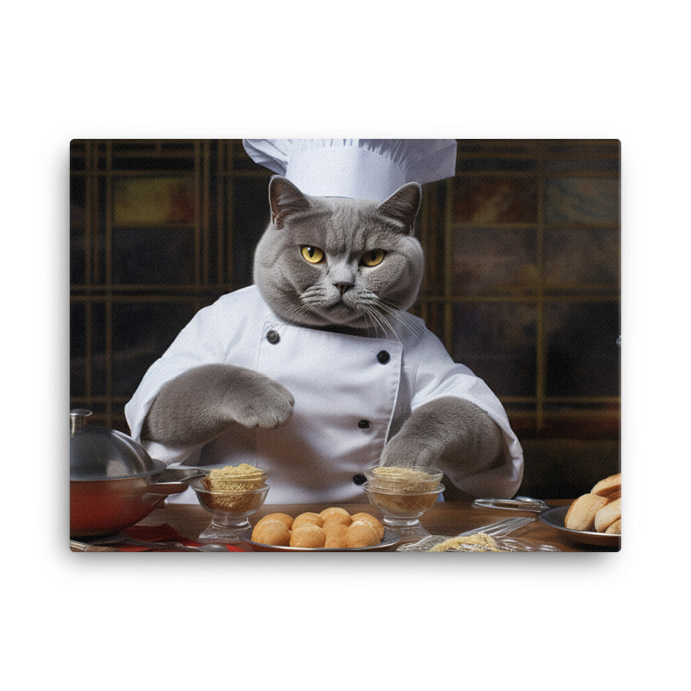 British Shorthair Chef Canvas - PosterfyAI.com