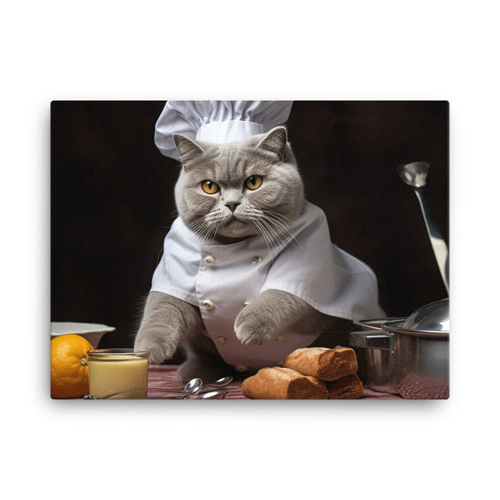 British Shorthair Chef Canvas - PosterfyAI.com