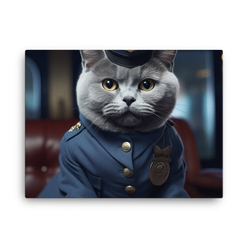 British Shorthair Cabin Crew Canvas - PosterfyAI.com