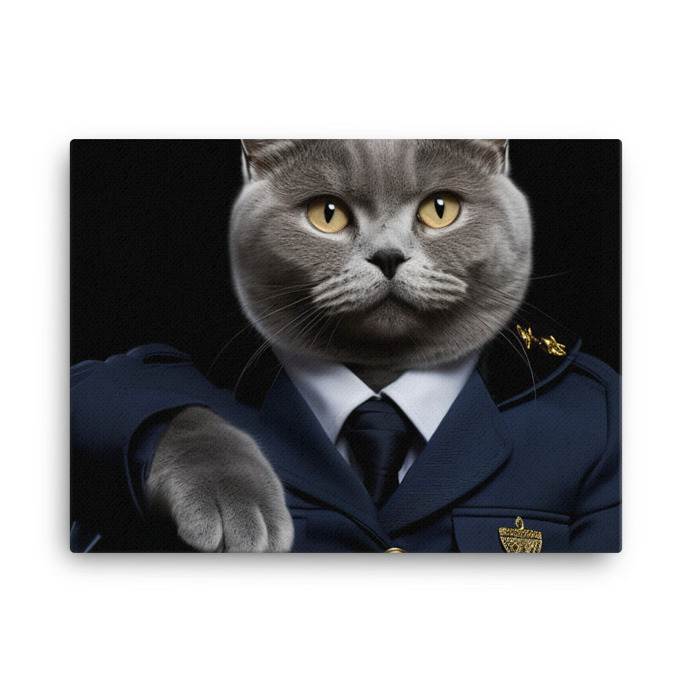 British Shorthair Cabin Crew Canvas - PosterfyAI.com