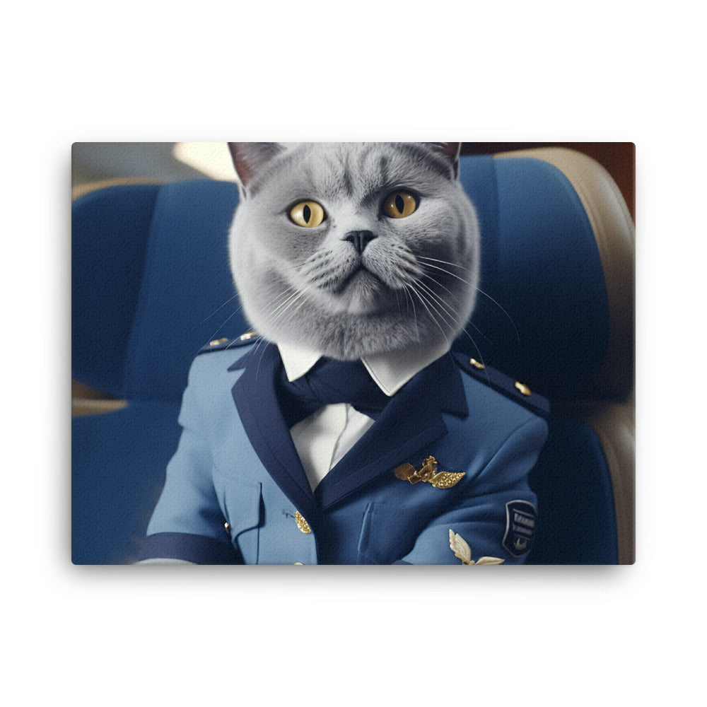 British Shorthair Cabin Crew Canvas - PosterfyAI.com