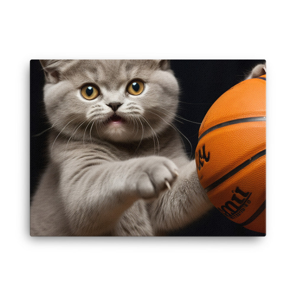 British Shorthair Basketball Player Canvas - PosterfyAI.com