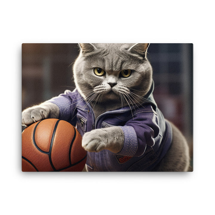 British Shorthair Basketball Player Canvas - PosterfyAI.com