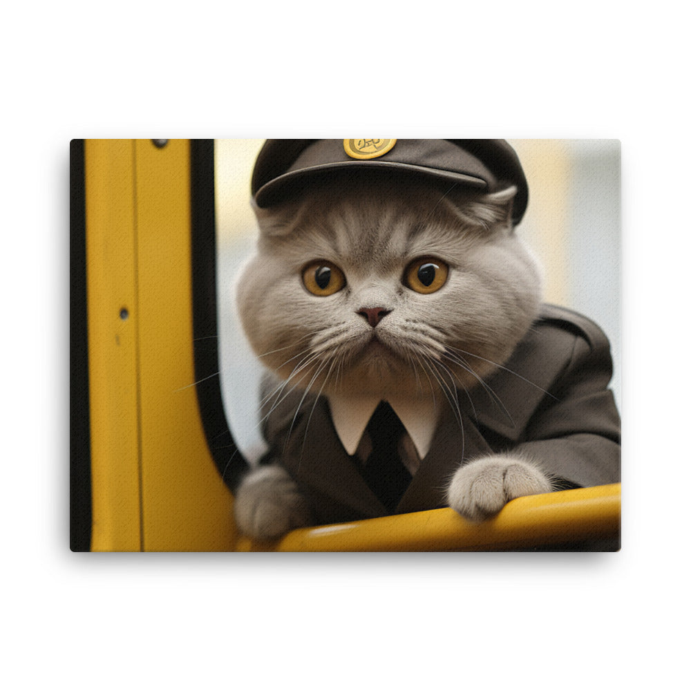 Scottish Fold Transit Operator Canvas - PosterfyAI.com