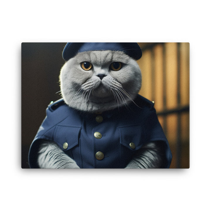 Scottish Fold Prison Officer Canvas - PosterfyAI.com