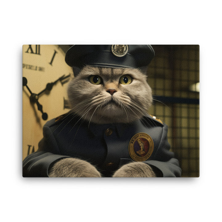 Scottish Fold Prison Officer Canvas - PosterfyAI.com