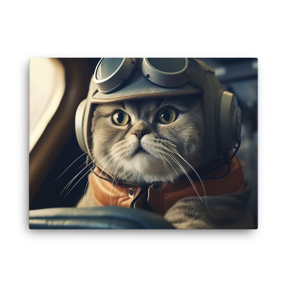 Scottish Fold Pilot Canvas - PosterfyAI.com