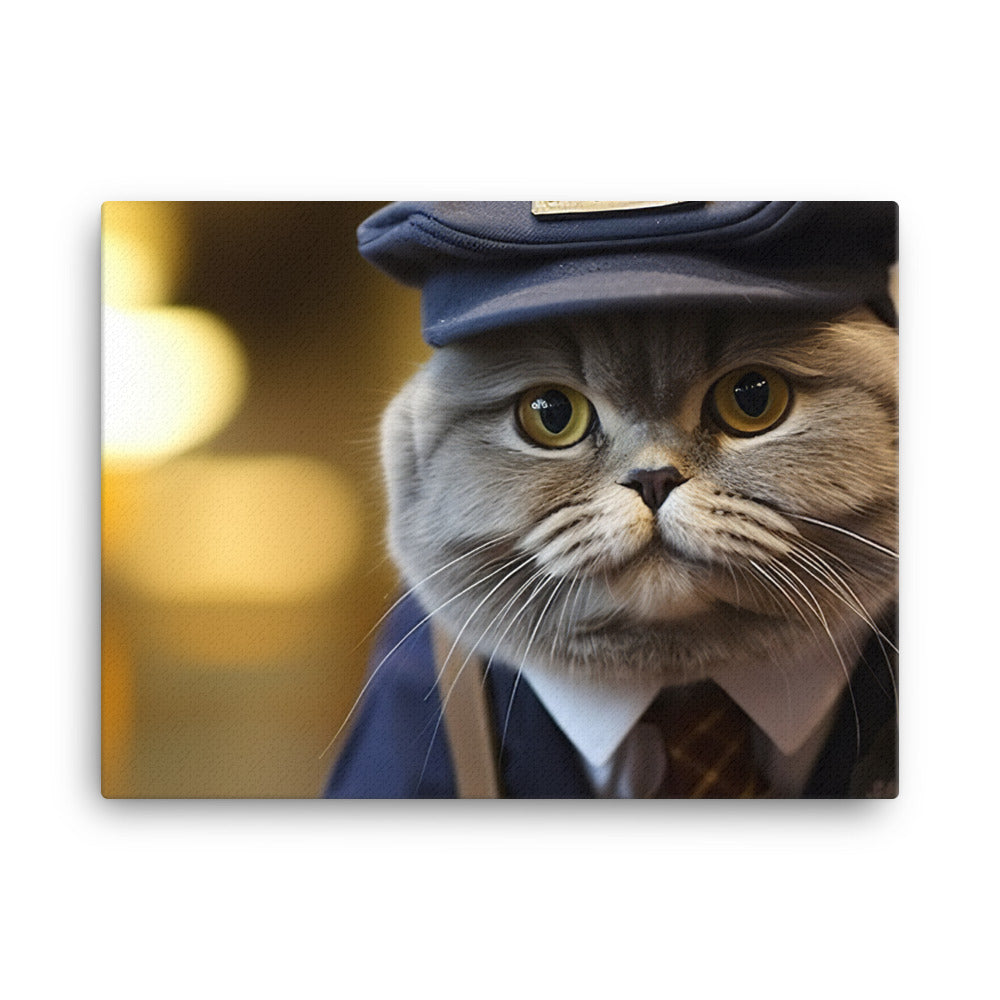 Scottish Fold Mail Carrier Canvas - PosterfyAI.com