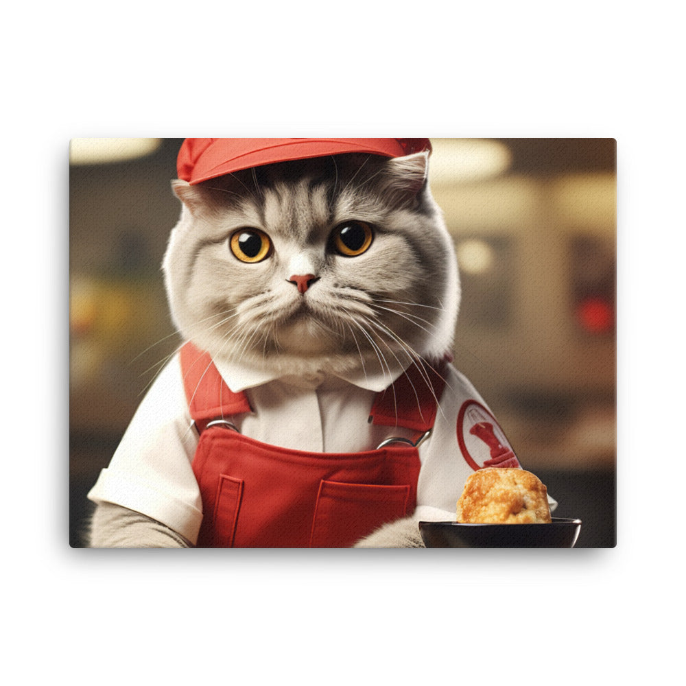 Scottish Fold Fast Food Crew Canvas - PosterfyAI.com