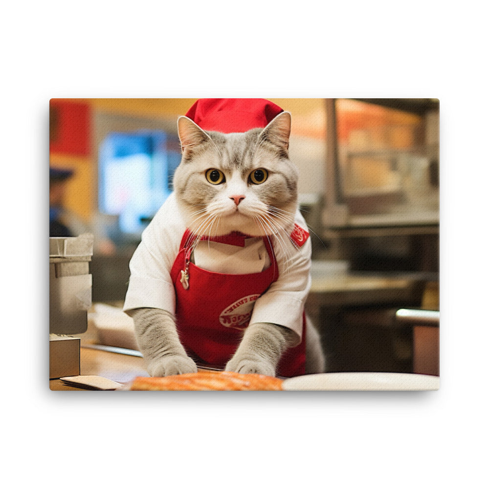 Scottish Fold Fast Food Crew Canvas - PosterfyAI.com