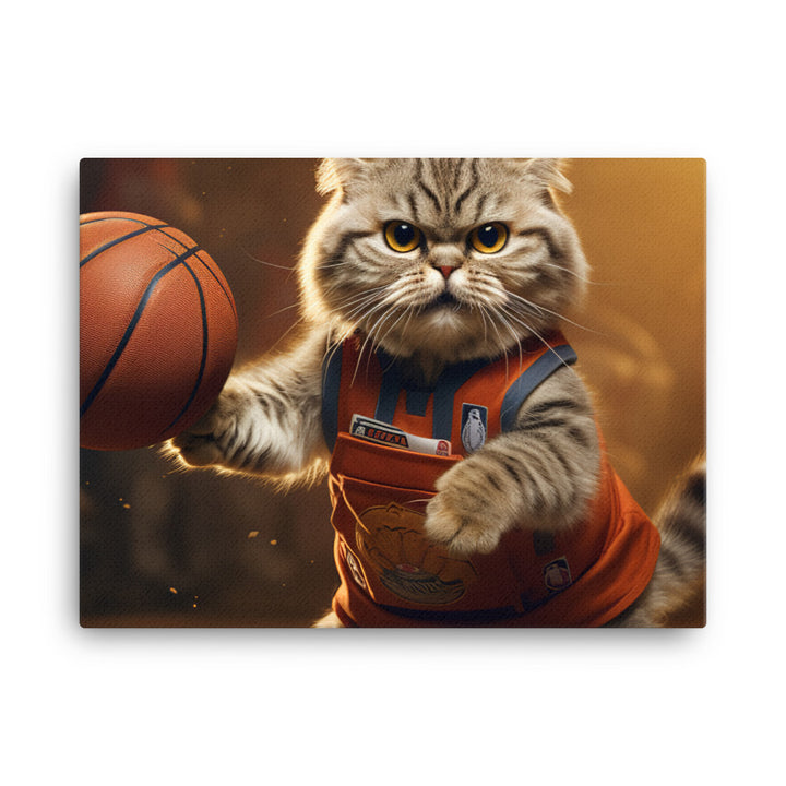 Scottish Fold Basketball Player Canvas - PosterfyAI.com