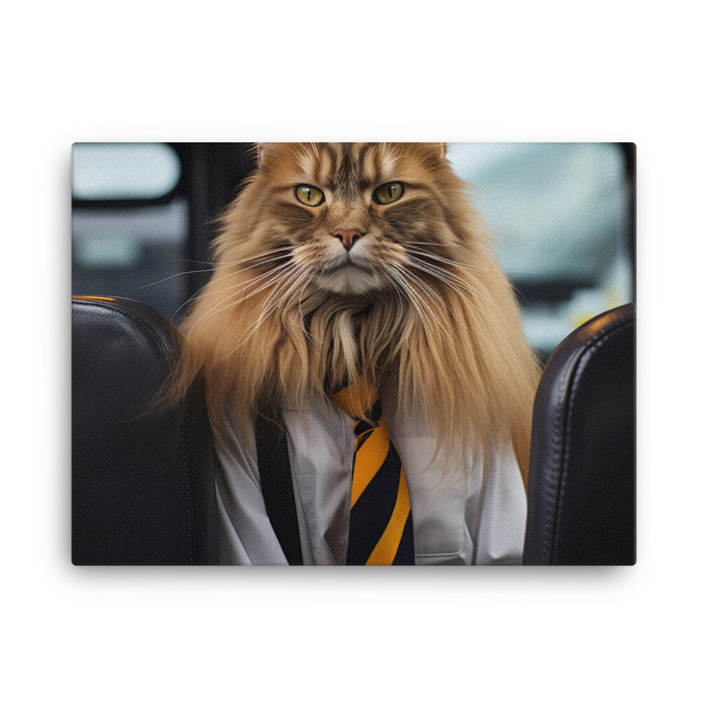 Maine Coon Transit Operator Canvas - PosterfyAI.com