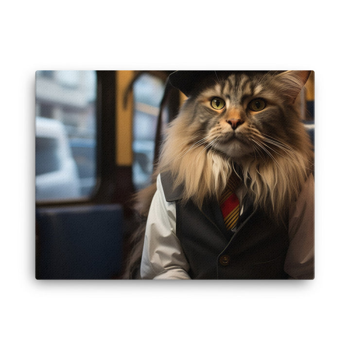 Maine Coon Transit Operator Canvas - PosterfyAI.com