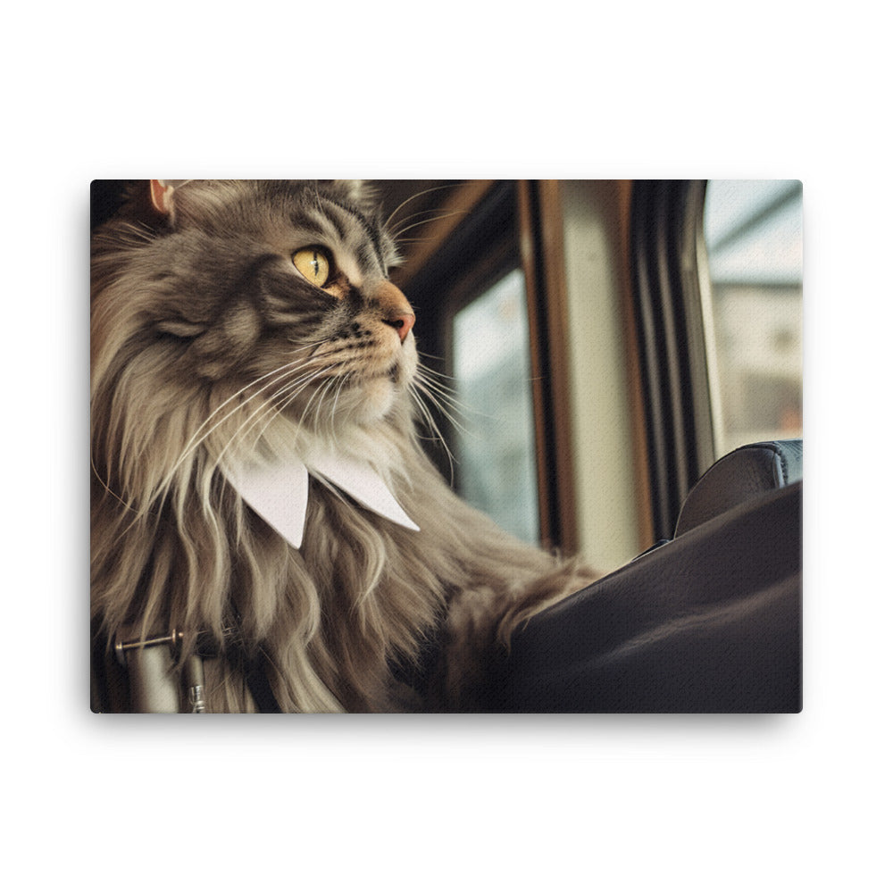 Maine Coon Transit Operator Canvas - PosterfyAI.com