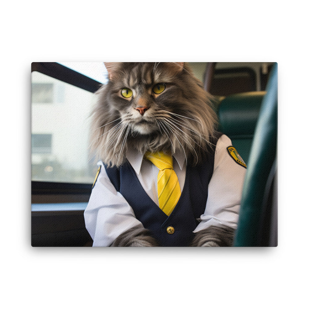 Maine Coon Transit Operator Canvas - PosterfyAI.com