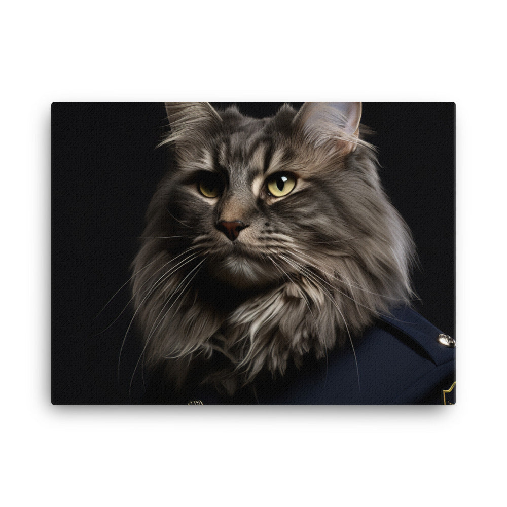 Maine Coon Security Officer Canvas - PosterfyAI.com