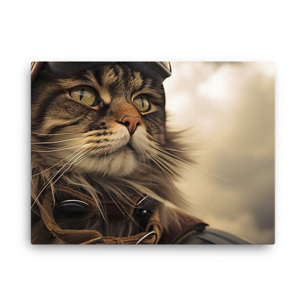 Maine Coon Pilot Canvas - PosterfyAI.com