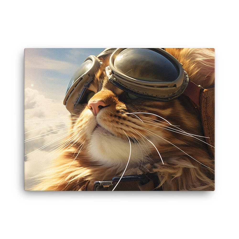 Maine Coon Pilot Canvas - PosterfyAI.com