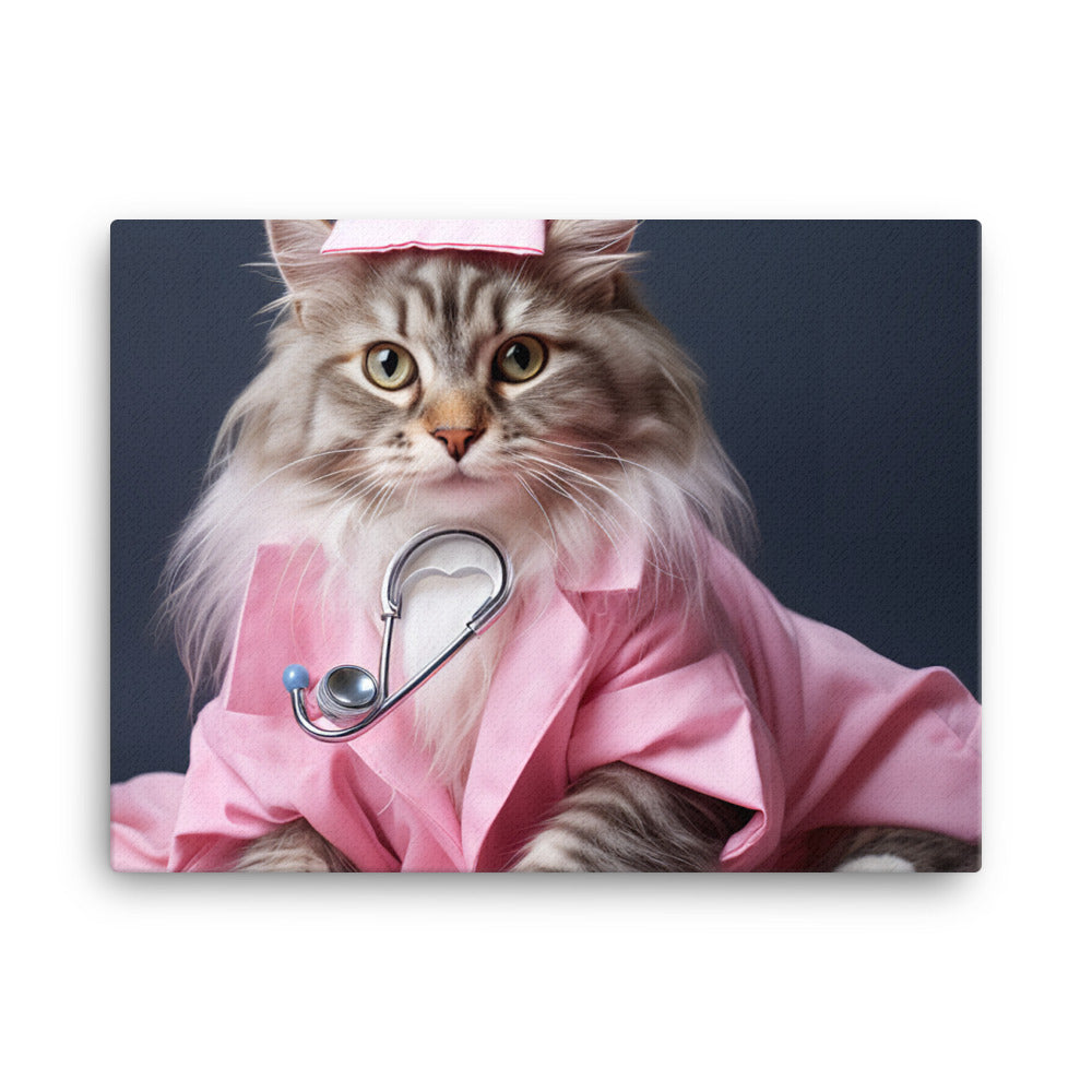 Maine Coon Nurse Canvas - PosterfyAI.com