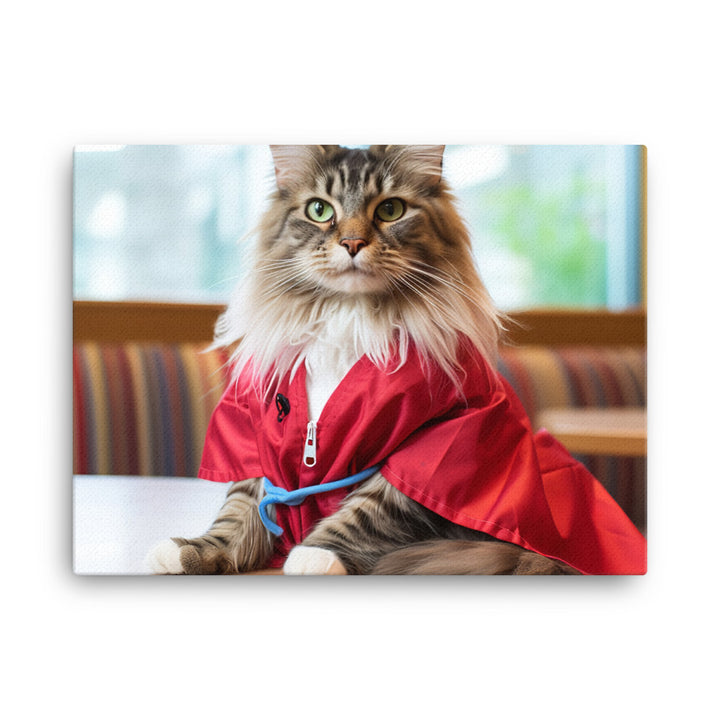 Maine Coon Nurse Canvas - PosterfyAI.com