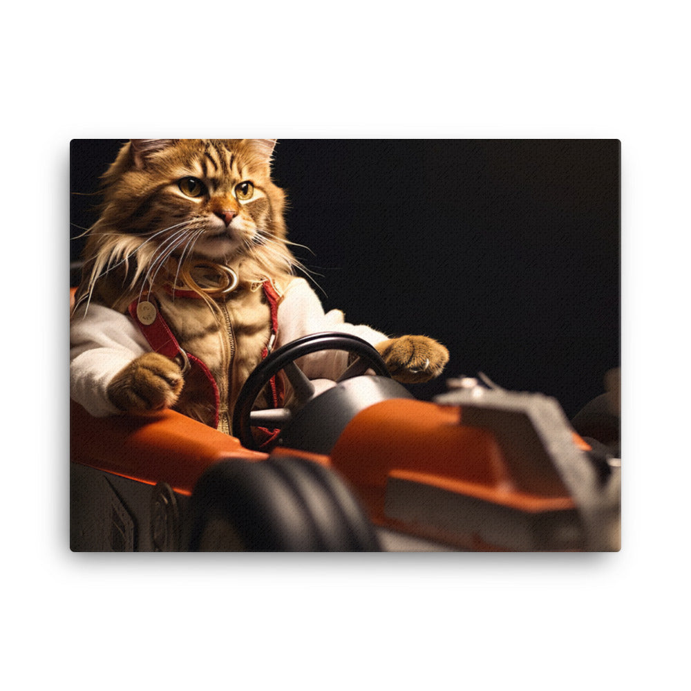 Maine Coon Motorsport Athlete Canvas - PosterfyAI.com