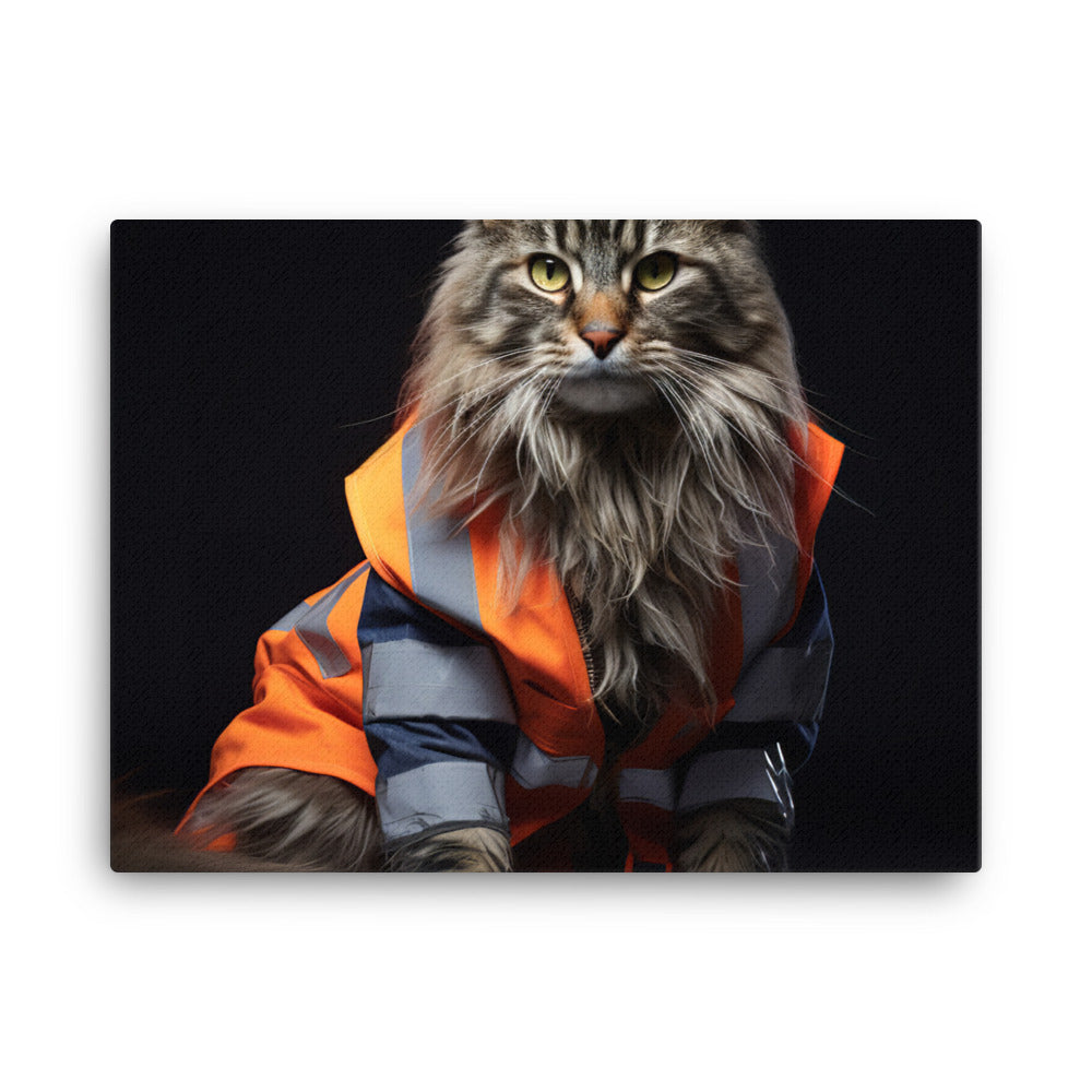 Maine Coon Janitor Canvas - PosterfyAI.com