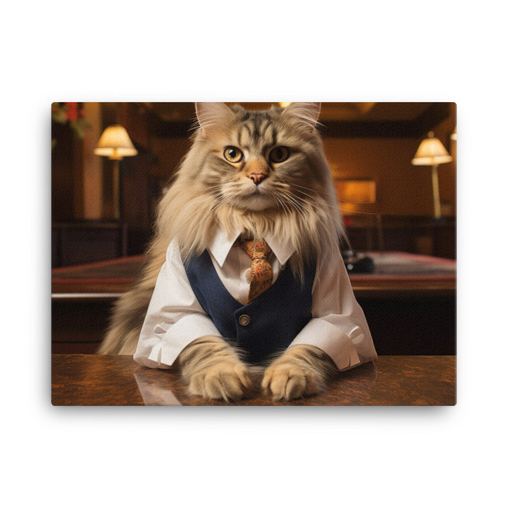 Maine Coon Hotel Staff Canvas - PosterfyAI.com