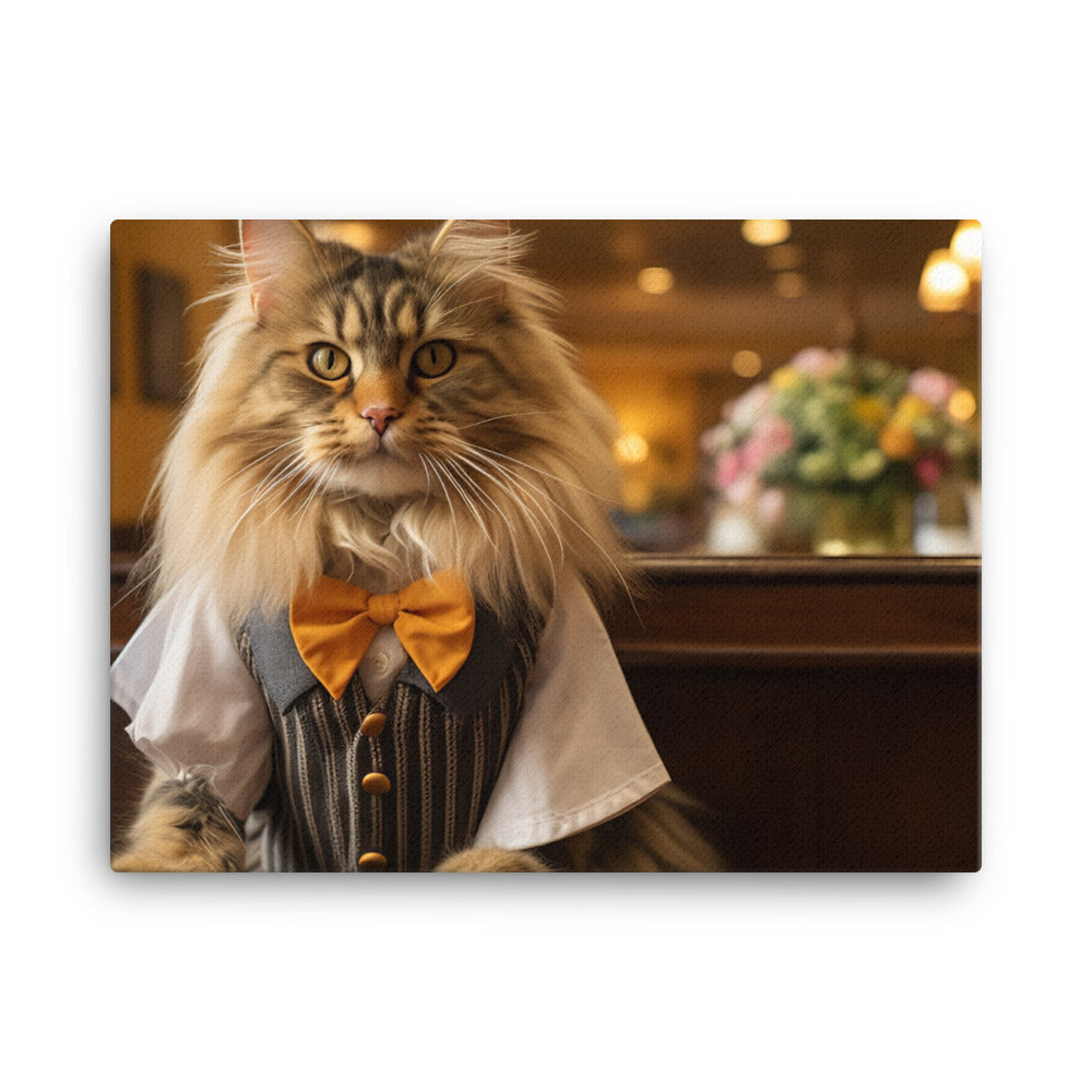 Maine Coon Hotel Staff Canvas - PosterfyAI.com