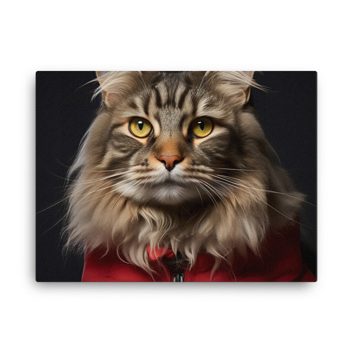 Maine Coon Fast Food Crew Canvas - PosterfyAI.com