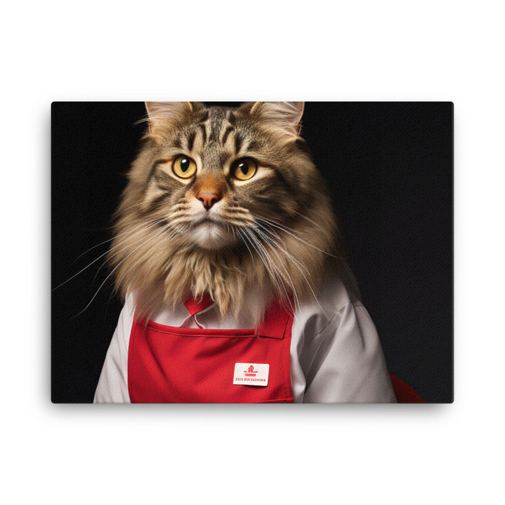 Maine Coon Fast Food Crew Canvas - PosterfyAI.com