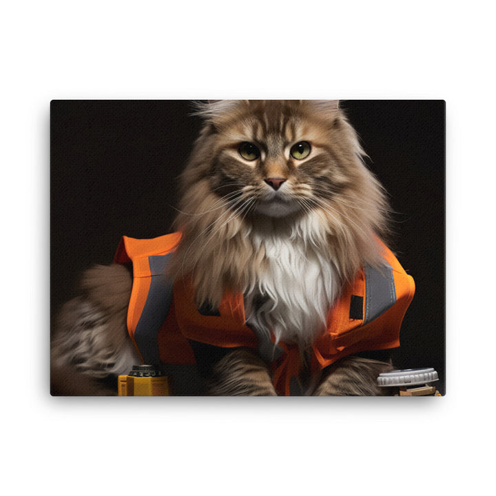 Maine Coon Contractor Canvas - PosterfyAI.com
