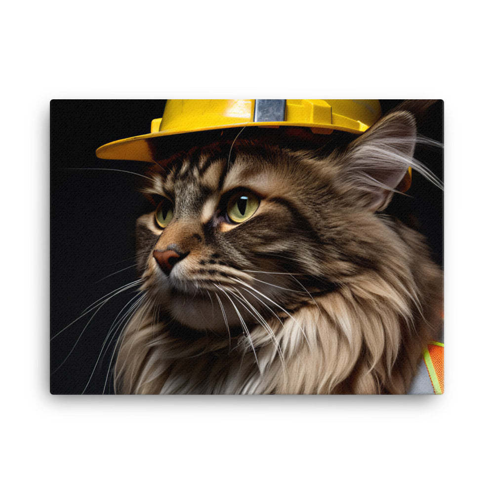 Maine Coon Contractor Canvas - PosterfyAI.com