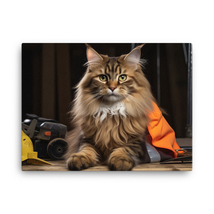 Maine Coon Contractor Canvas - PosterfyAI.com