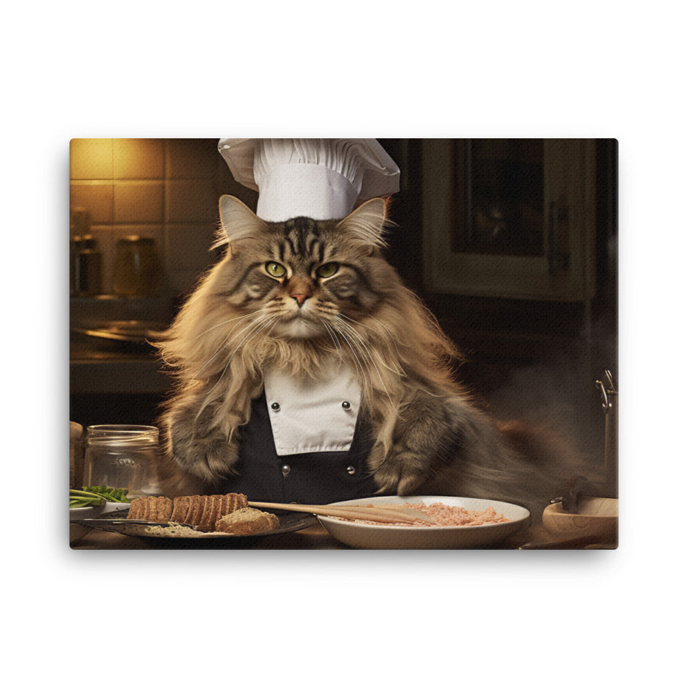 Maine Coon Chef Canvas - PosterfyAI.com