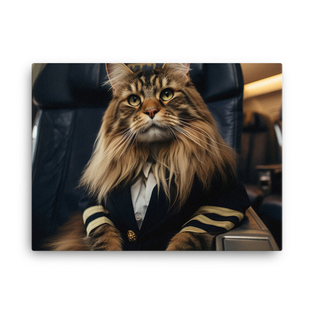 Maine Coon Pilot Canvas - PosterfyAI.com