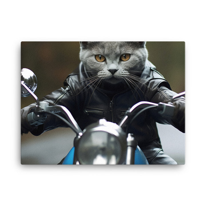 Russian Blue Superbike Athlete Canvas - PosterfyAI.com