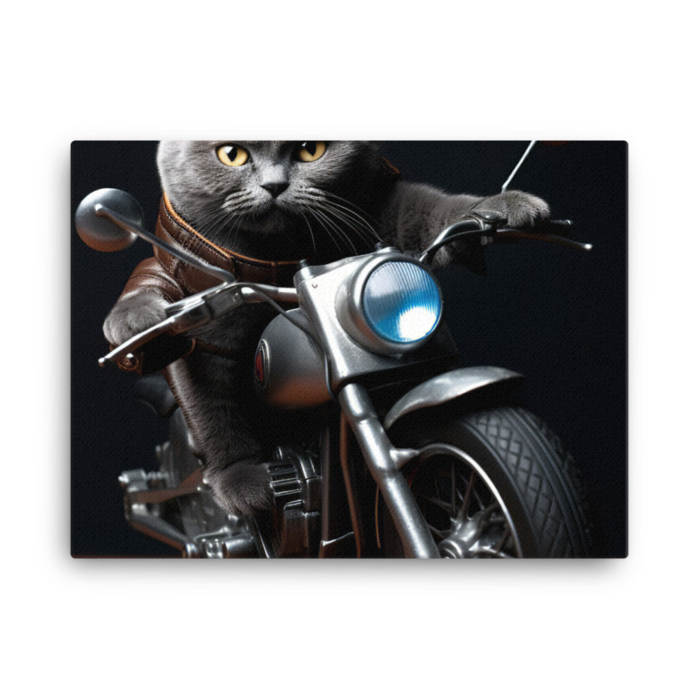 Russian Blue Superbike Athlete Canvas - PosterfyAI.com