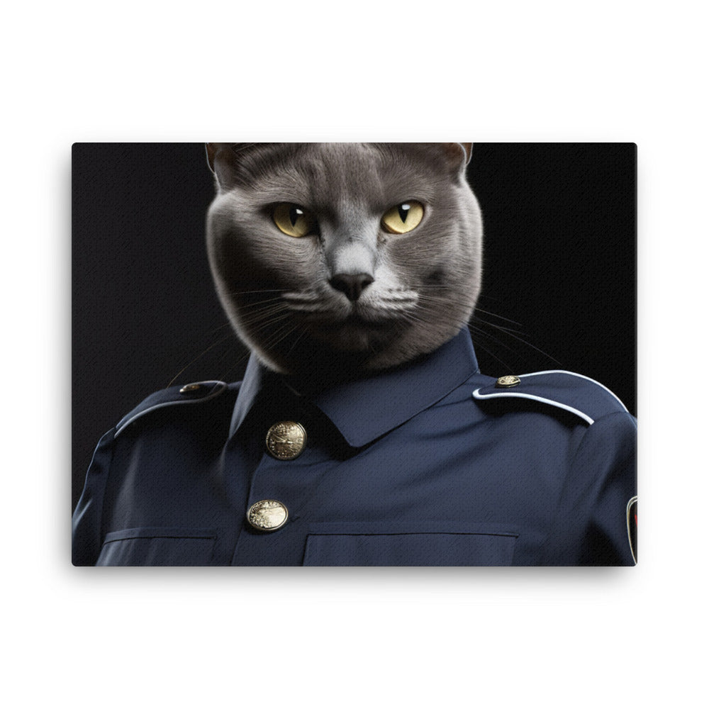 Russian Blue Security Officer Canvas - PosterfyAI.com