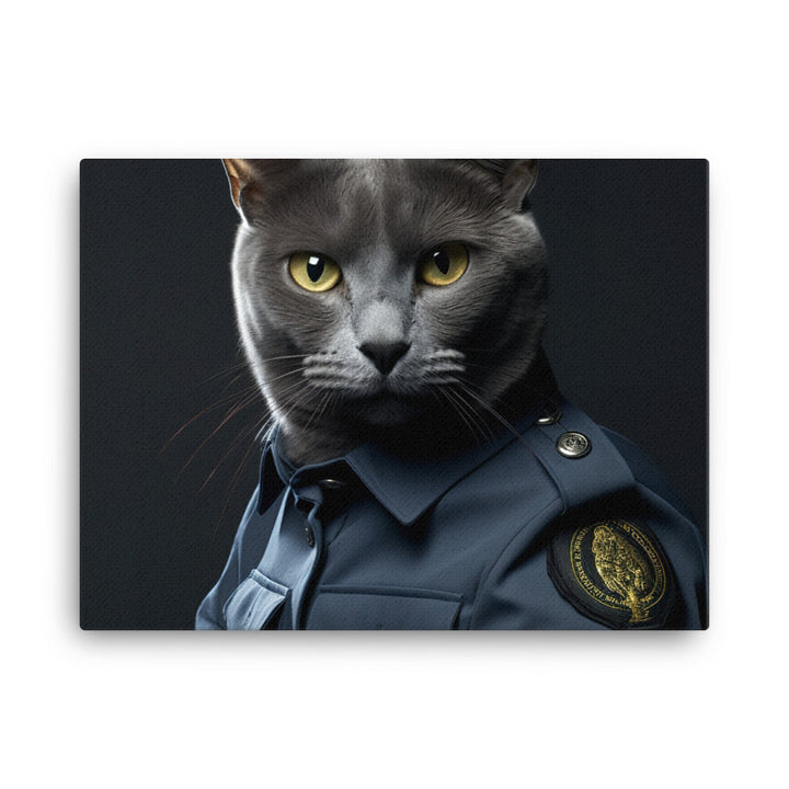 Russian Blue Security Officer Canvas - PosterfyAI.com