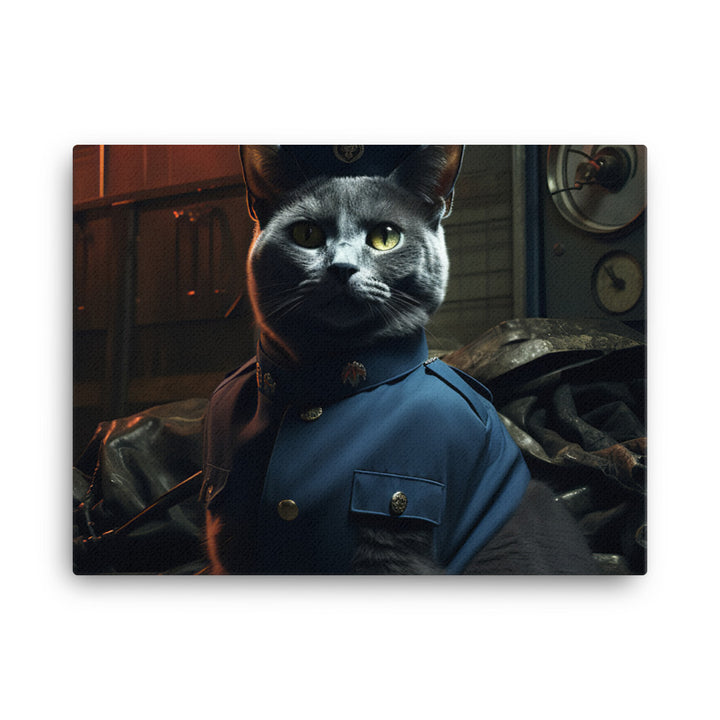 Russian Blue Prison Officer Canvas - PosterfyAI.com