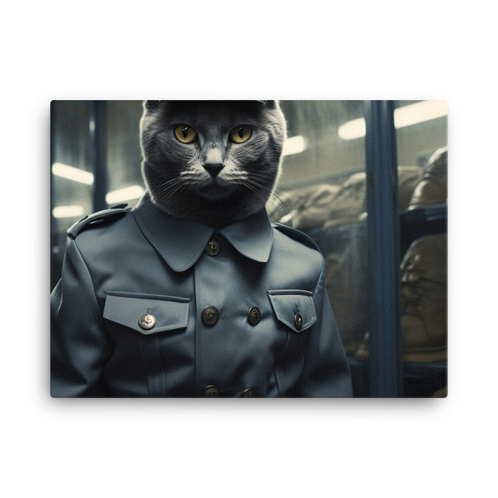 Russian Blue Prison Officer Canvas - PosterfyAI.com